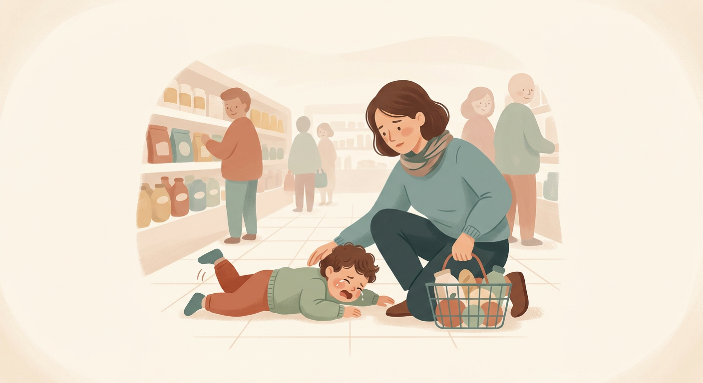 O seu filho de 2 anos atira-se para o chão do supermercado porque não lhe compra umas bolachas. As pessoas olham.