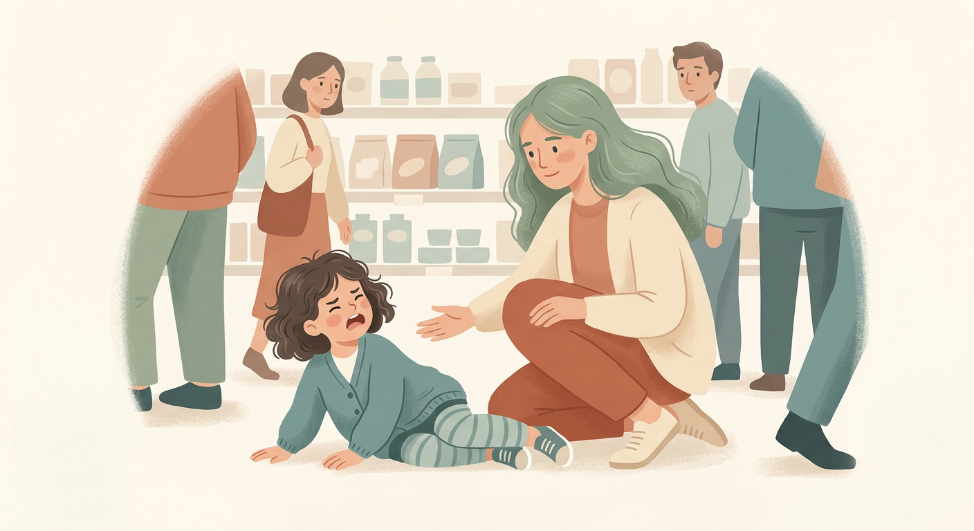Al supermercato, tua figlia di 5 anni si butta a terra urlando perché non le compri un ovetto Kinder. La gente ti guarda. Tu…