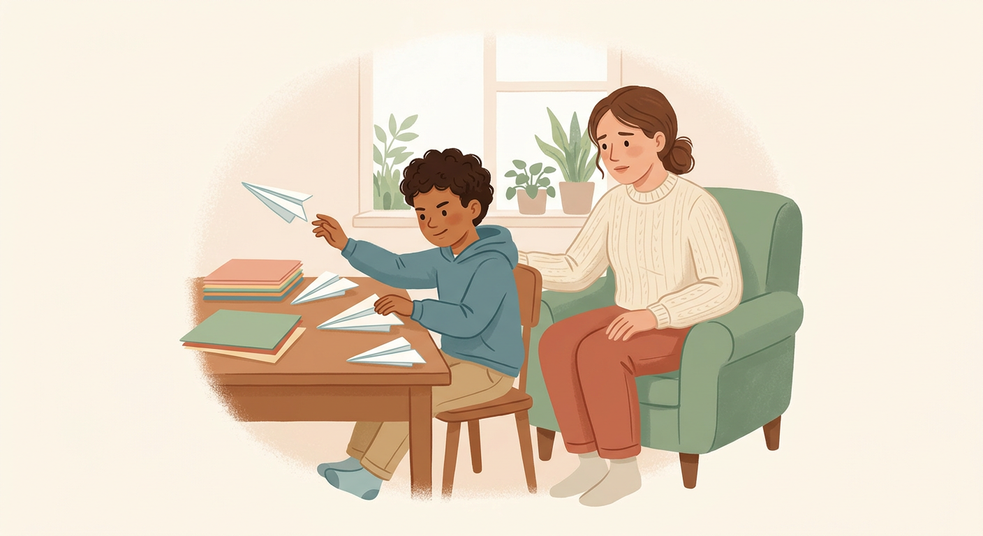 Tu hijo (10) acaba el examen en 15 min, perfecto, y se pone a hacer aviones de papel. Castigo en clase otra vez. Tú…