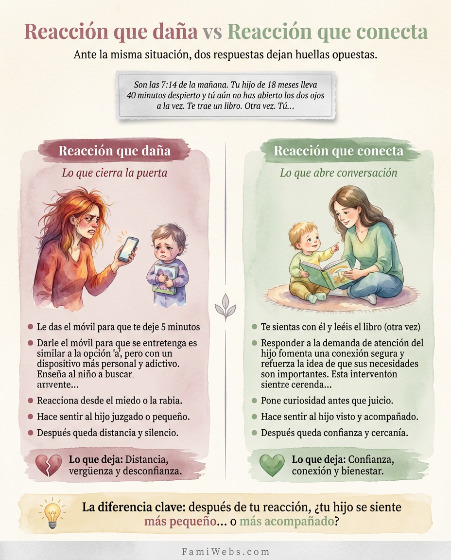 Infografía: Es 7:14 Uhr morgens. Dein 18 Monate altes Kind ist seit 40 Minuten wach und du hast noch nicht beide Augen gleichzeitig geöffnet. Es bringt dir ein Buch. Schon wieder. Du…