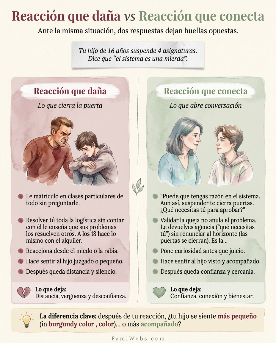 Infografía: Votre enfant de 16 ans a échoué à 4 matières. Il dit que « le système est nul ».