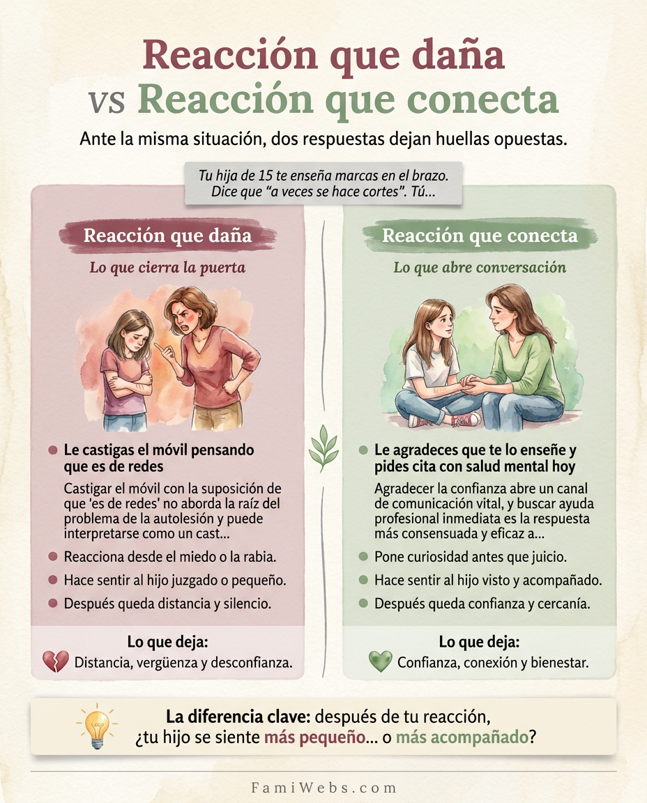 Infografía: Votre fille de 15 ans vous montre des marques sur son bras. Elle dit que « parfois, elle se coupe ». Vous…