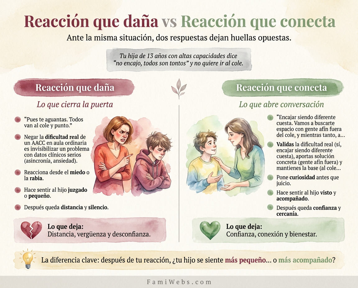 Infografía: A sua filha de 13 anos com altas capacidades diz 'não me encaixo, são todos burros' e não quer ir à escola.