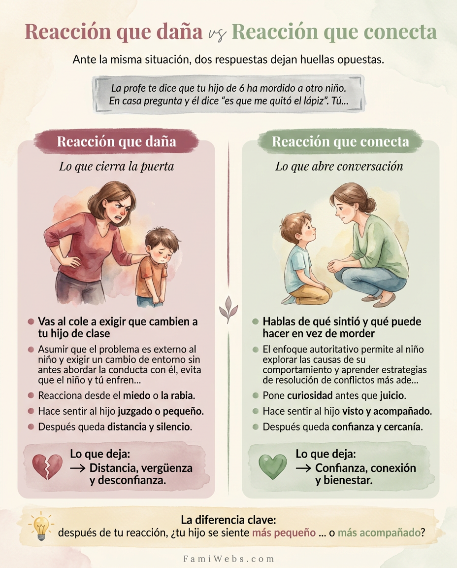 Infografía: La maestra ti dice che tuo figlio di 6 anni ha morso un altro bambino. A casa gli chiedi e lui risponde "è che mi ha preso la matita". Tu…